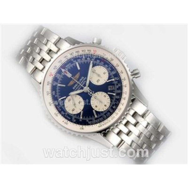 Swiss Made Breitling Navitimer Chronograph Replica Watches With Blue Dials For Men