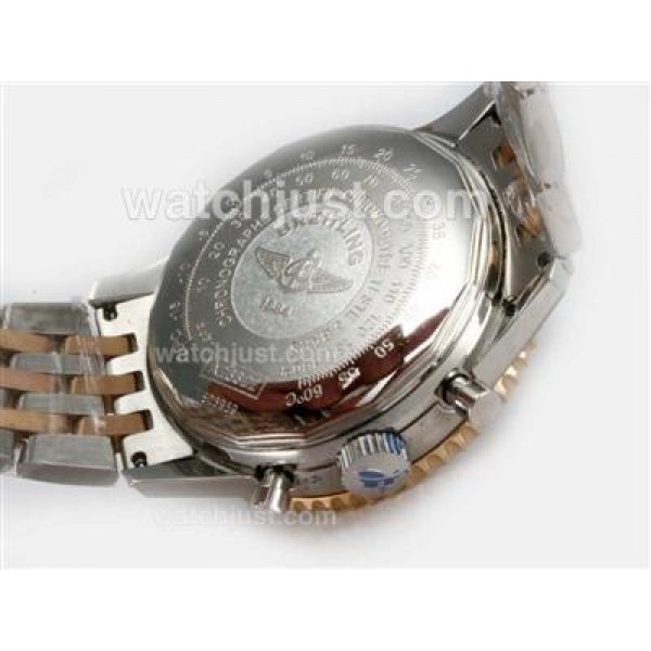 Breitling Navitimer Chronograph Swiss Valjoux 7750 Movement Two Tone with Black Dial-Number Marking