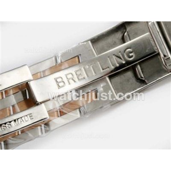 Breitling Navitimer Chronograph Swiss Valjoux 7750 Movement Two Tone with Black Dial-Number Marking