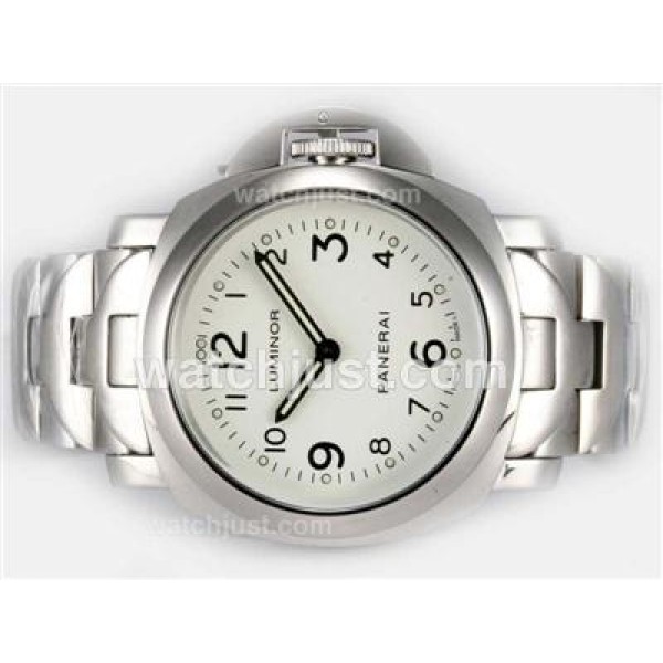 Panerai Luminor Unitas 6497 Movement with White Dial S/S-New Version