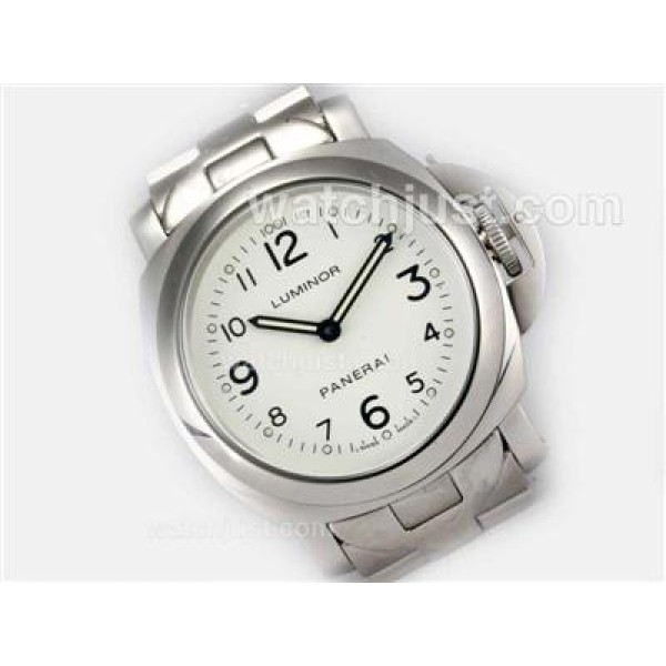 Panerai Luminor Unitas 6497 Movement with White Dial S/S-New Version