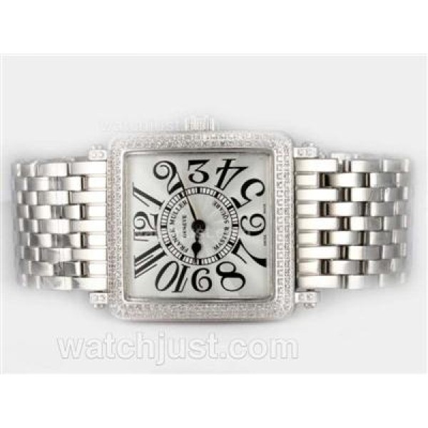 Franck Muller Master Square Swiss ETA Movement With Diamond Bezel / White Dial-Number Marking