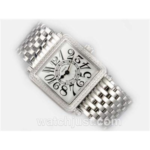 Franck Muller Master Square Swiss ETA Movement With Diamond Bezel / White Dial-Number Marking