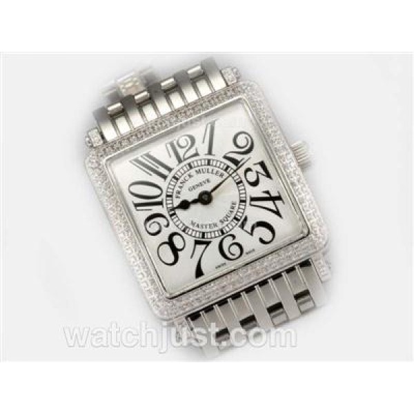 Franck Muller Master Square Swiss ETA Movement With Diamond Bezel / White Dial-Number Marking