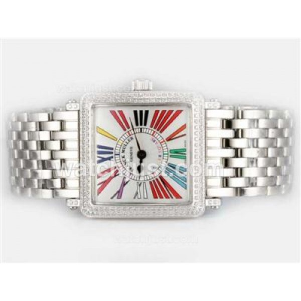Franck Muller Master Square Swiss ETA Movement With Diamond Bezel-Colorful Roman Marking