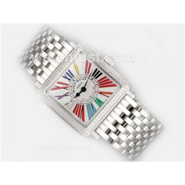 Franck Muller Master Square Swiss ETA Movement With Diamond Bezel-Colorful Roman Marking