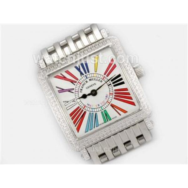 Franck Muller Master Square Swiss ETA Movement With Diamond Bezel-Colorful Roman Marking