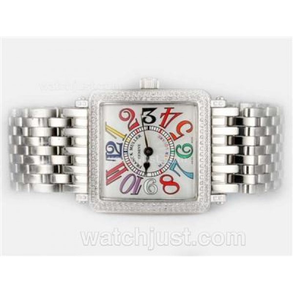Franck Muller Master Square Swiss ETA Movement With Diamond Bezel-Colorful Number Marking