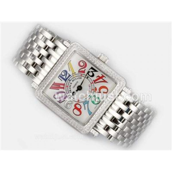 Franck Muller Master Square Swiss ETA Movement With Diamond Bezel-Colorful Number Marking
