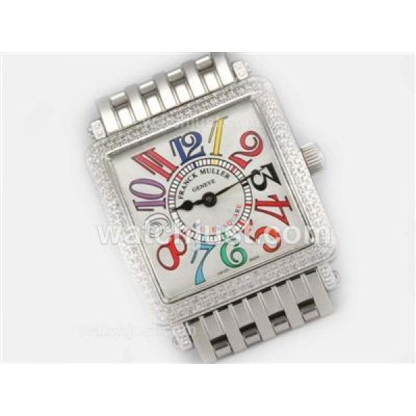Franck Muller Master Square Swiss ETA Movement With Diamond Bezel-Colorful Number Marking
