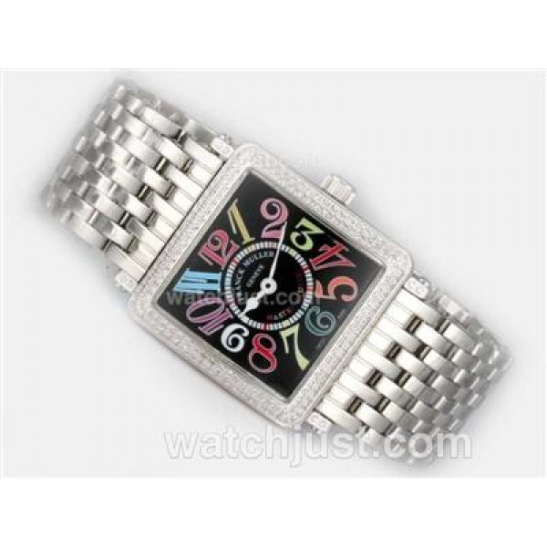 Franck Muller Master Square Swiss ETA Movement With Diamond Bezel / Black Dial-Colorful Number Marking