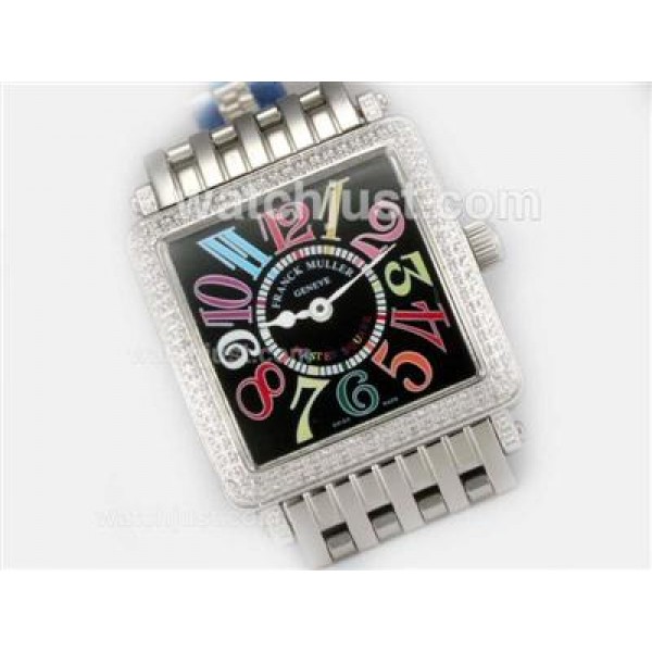 Franck Muller Master Square Swiss ETA Movement With Diamond Bezel / Black Dial-Colorful Number Marking