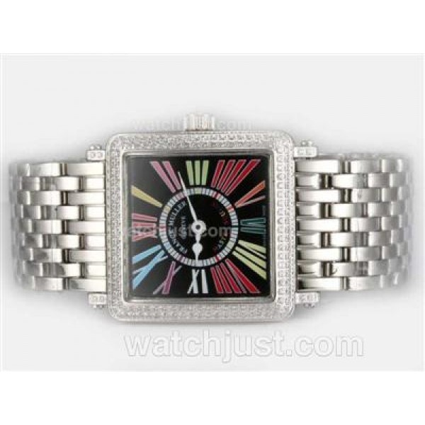Franck Muller Master Square Swiss ETA Movement With Diamond Bezel-Colorful Roman Marking