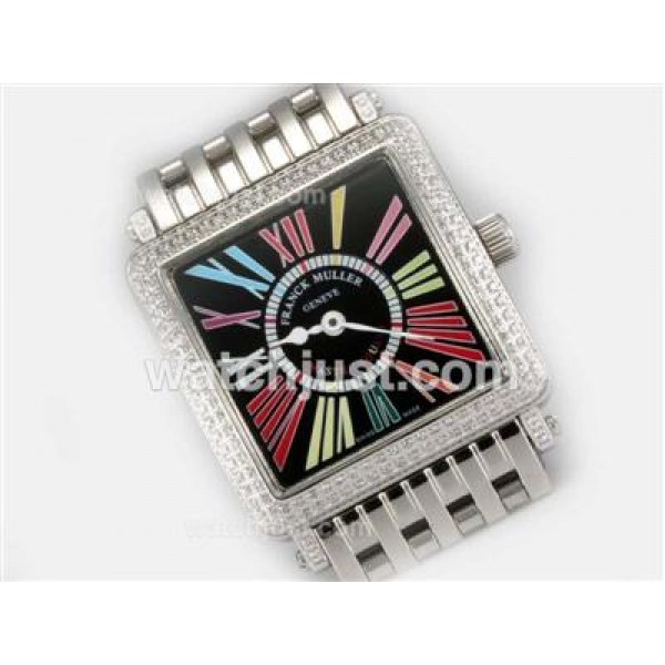 Franck Muller Master Square Swiss ETA Movement With Diamond Bezel-Colorful Roman Marking