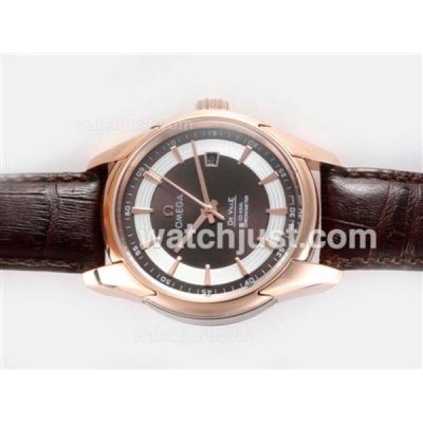 Omega Hour Vision See Thru Case Automatic Rose Gold Case with Brown Dial