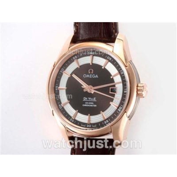 Omega Hour Vision See Thru Case Automatic Rose Gold Case with Brown Dial