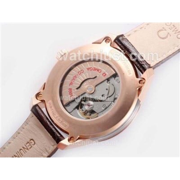 Omega Hour Vision See Thru Case Automatic Rose Gold Case with Brown Dial