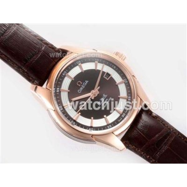 Omega Hour Vision See Thru Case Automatic Rose Gold Case with Brown Dial