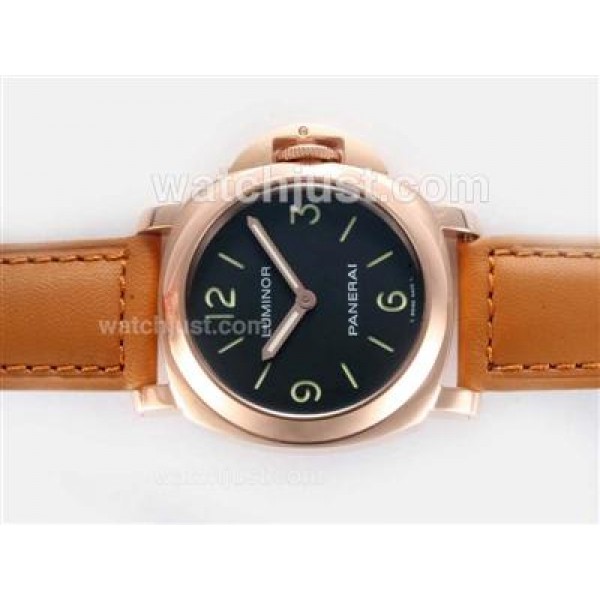 Panerai Luminor Unitas 6497 Movement Rose Gold Case with Black Dial