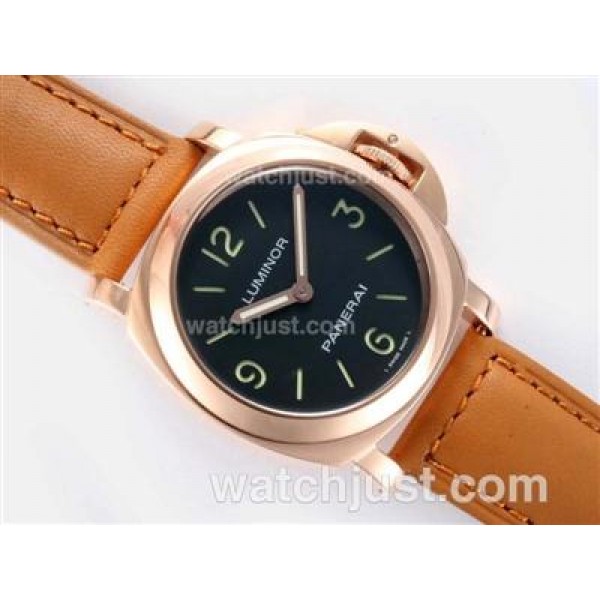 Panerai Luminor Unitas 6497 Movement Rose Gold Case with Black Dial