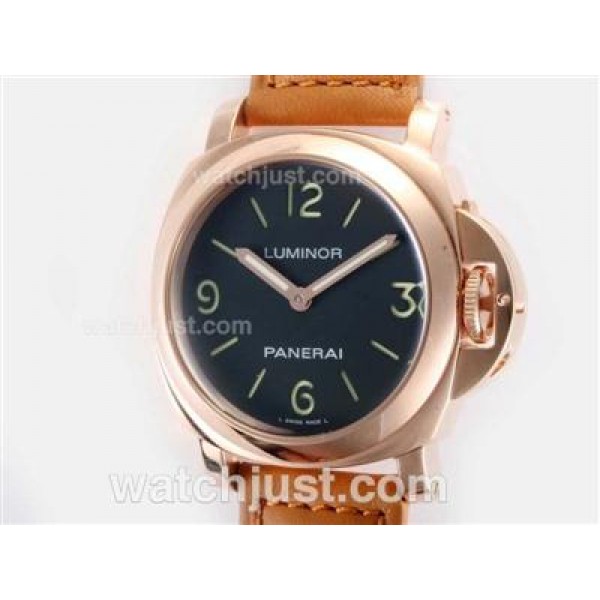 Panerai Luminor Unitas 6497 Movement Rose Gold Case with Black Dial
