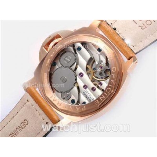 Panerai Luminor Unitas 6497 Movement Rose Gold Case with Black Dial