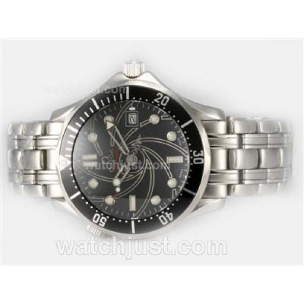 UK Swiss Made Fake Omega Seamaster 007 James Bond 40 Anniversary With Black Dials For Men