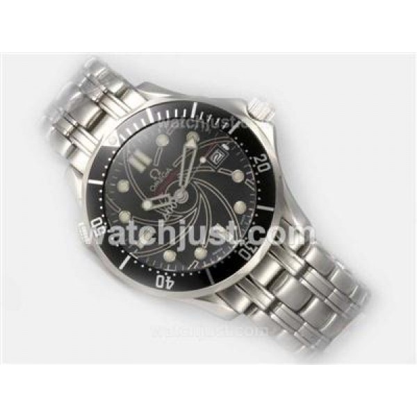 UK Swiss Made Fake Omega Seamaster 007 James Bond 40 Anniversary With Black Dials For Men