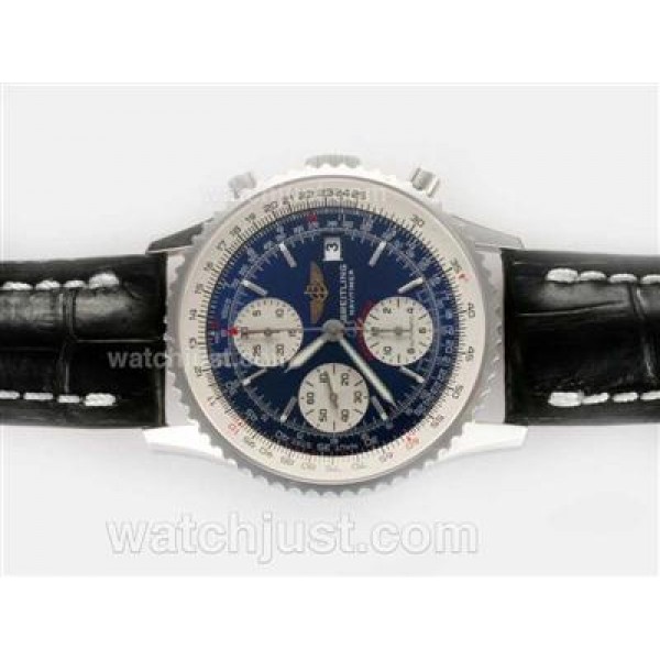 Breitling Navitimer Chronograph Swiss Valjoux 7750 Movement with Blue Dial-Deployment Buckle