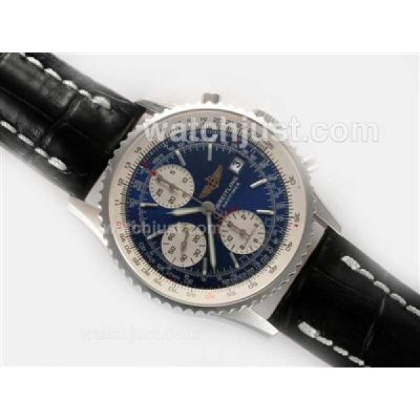 Breitling Navitimer Chronograph Swiss Valjoux 7750 Movement with Blue Dial-Deployment Buckle