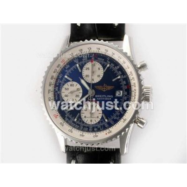 Breitling Navitimer Chronograph Swiss Valjoux 7750 Movement with Blue Dial-Deployment Buckle
