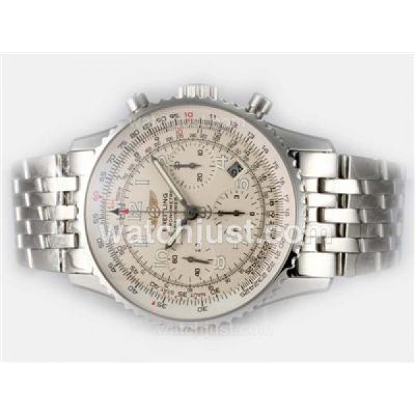 Breitling Navitimer Chronograph Swiss Valjoux 7750 Movement White Dial With Number Marking