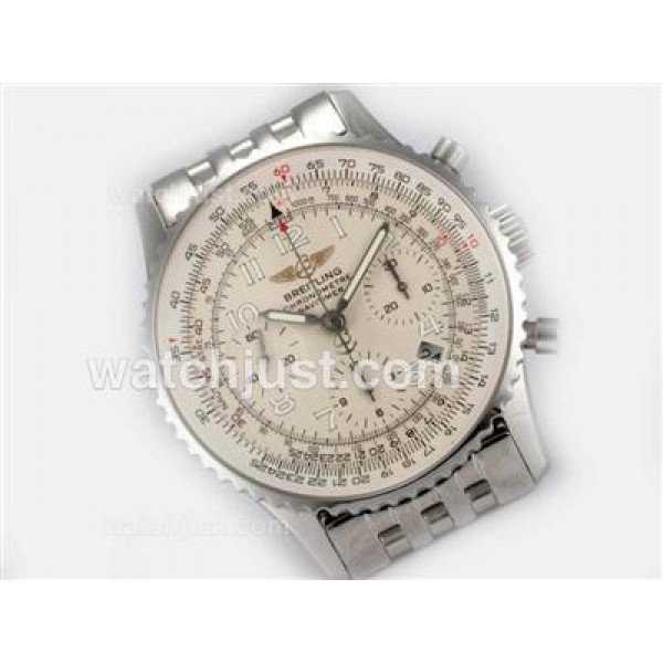 Breitling Navitimer Chronograph Swiss Valjoux 7750 Movement White Dial With Number Marking