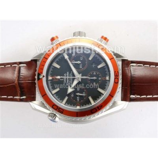 UK Best Quality Omega Seamaster Planet Ocean Fake Watches With Black Dials For Men