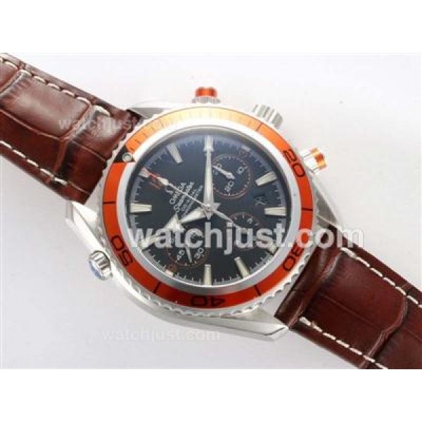 UK Best Quality Omega Seamaster Planet Ocean Fake Watches With Black Dials For Men