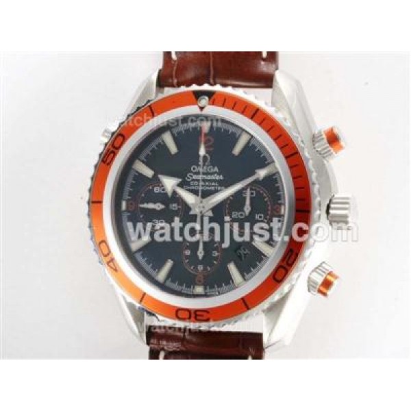 UK Best Quality Omega Seamaster Planet Ocean Fake Watches With Black Dials For Men