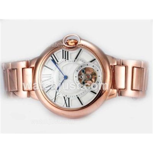 Cartier Ballon Bleu de Cartier Tourbillon Manual Winding Full Rose Gold with White Dial
