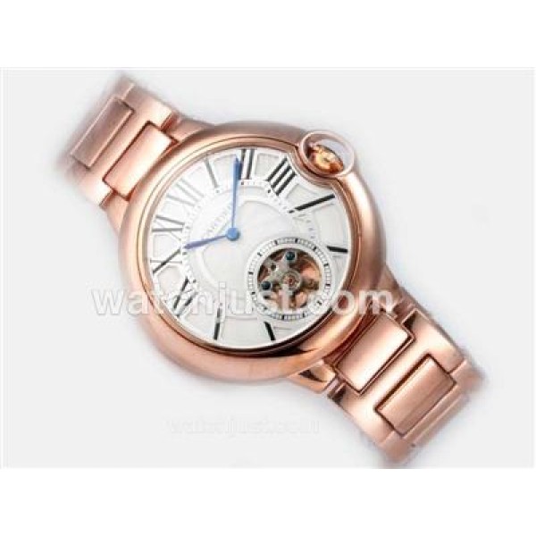 Cartier Ballon Bleu de Cartier Tourbillon Manual Winding Full Rose Gold with White Dial