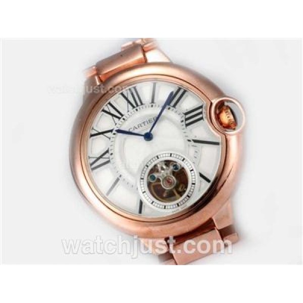 Cartier Ballon Bleu de Cartier Tourbillon Manual Winding Full Rose Gold with White Dial