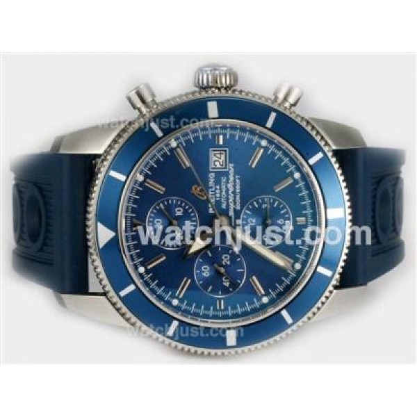 Breitling SuperOcean Heritage Chrono Swiss Valjoux 7750 Movement with Blue Dial-Rubber Strap