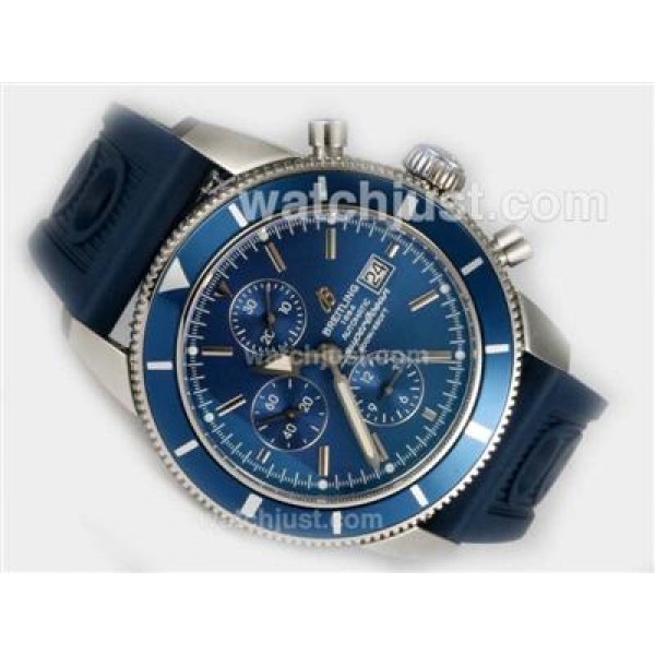 Breitling SuperOcean Heritage Chrono Swiss Valjoux 7750 Movement with Blue Dial-Rubber Strap