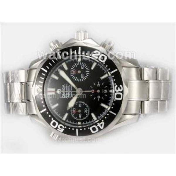 Omega Seamaster Chrono Diver 300m Swiss Valjoux 7750 Movement with Black Dial