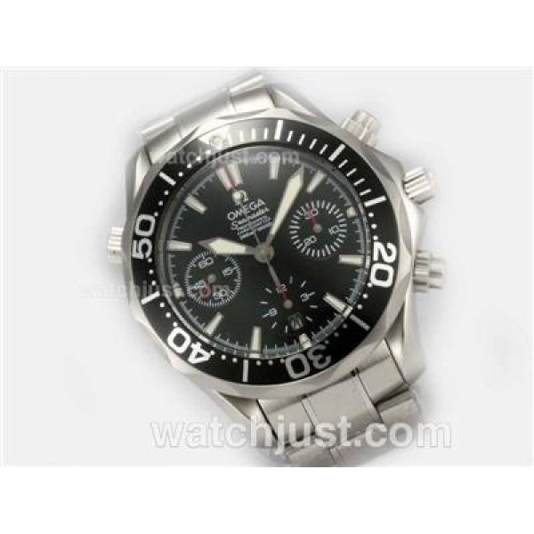 Omega Seamaster Chrono Diver 300m Swiss Valjoux 7750 Movement with Black Dial