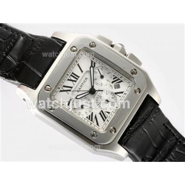 Cartier Santos 100 Automatic with White Dial
