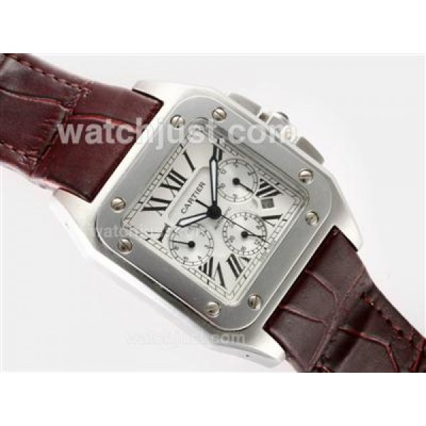 Cartier Santos 100 Automatic with White Dial