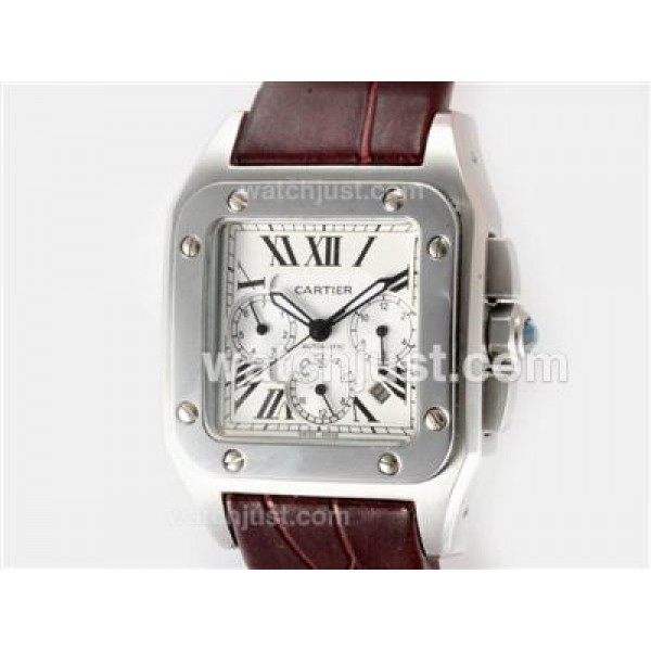 Cartier Santos 100 Automatic with White Dial