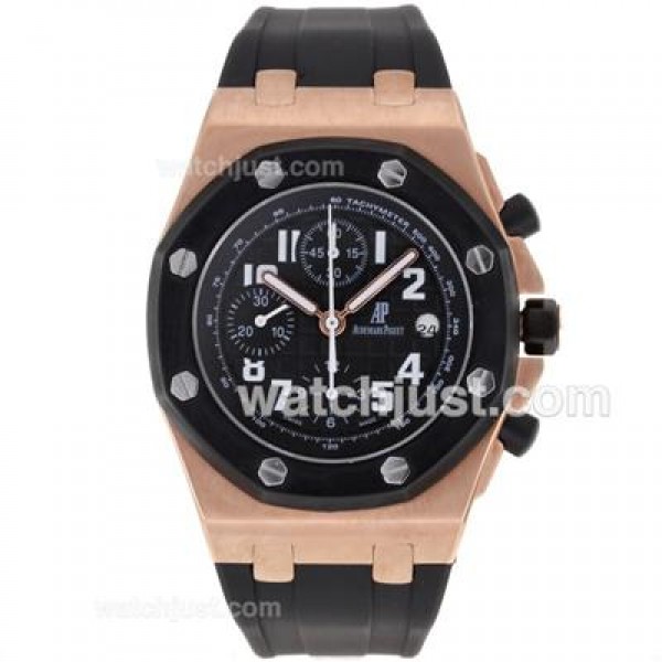 Audemars Piguet Royal Oak Chronograph Swiss Valjoux 7750 Movement Rose Gold Case with Black Dial