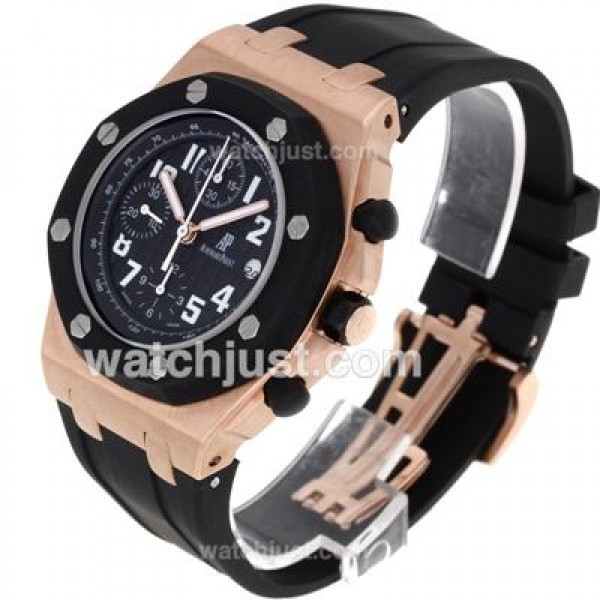Audemars Piguet Royal Oak Chronograph Swiss Valjoux 7750 Movement Rose Gold Case with Black Dial