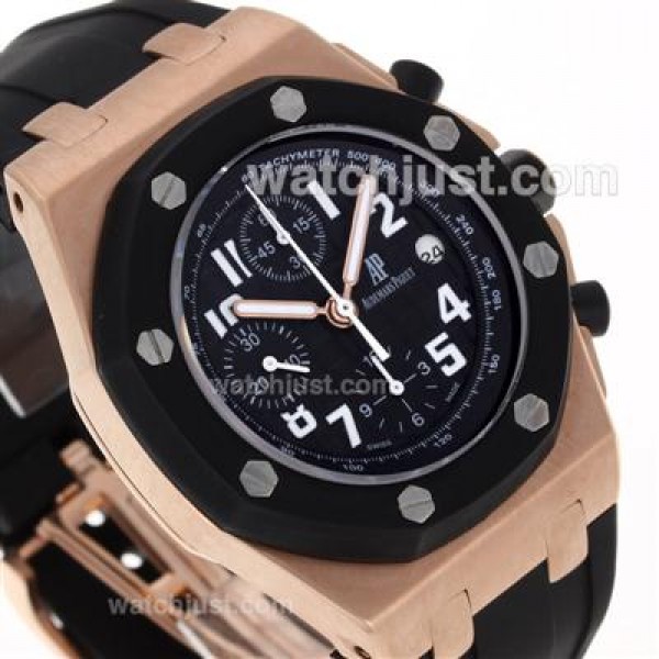 Audemars Piguet Royal Oak Chronograph Swiss Valjoux 7750 Movement Rose Gold Case with Black Dial