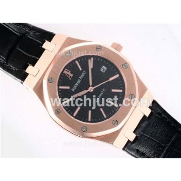 Audemars Piguet Royal Oak Swiss ETA 2836 Movement Rose Gold Case with Black Checkered Dial